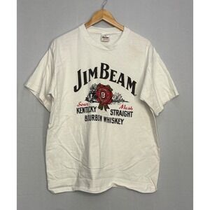 Jim Beam Kentucky Straight Bourbon Whiskey Graphic Mens White XL Vintage Murina